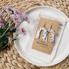 Load image into Gallery viewer, Terrazzo Cork Leather Arch Earrings