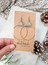 Load image into Gallery viewer, *SALE* Distressed Grey Leather & Brass Circle With Raw Brass Hooks