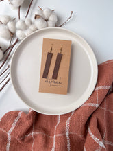 Load image into Gallery viewer, Split Plank Brown Leather Bar Earrings