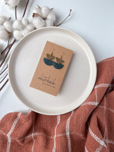 Load image into Gallery viewer, Mini Dark Teal Leather Half Moon and Brass Earrings