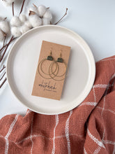 Load image into Gallery viewer, Distressed Olive Leather & Brass Circles Earrings