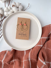 Load image into Gallery viewer, *SALE* Light Coral Leather & Brass Circles Earrings