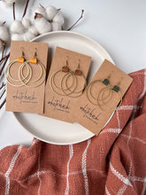 Load image into Gallery viewer, Distressed Olive Leather & Brass Circles Earrings