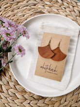 Load image into Gallery viewer, Brown Leather Fan Earrings