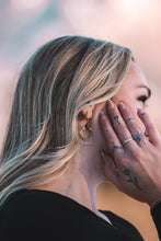 Load image into Gallery viewer, Brown Leather Oval & Double Brass Circles Earrings