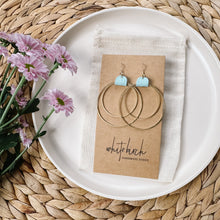 Load image into Gallery viewer, Pastel Blue Leather & Brass Circles Earrings