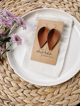 Load image into Gallery viewer, Tuscan Tan Leather Leaf Earrings