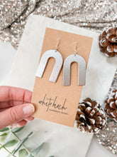 Load image into Gallery viewer, *SALE* Disco Silver Leather Arch Earrings With Sterling Silver Hook