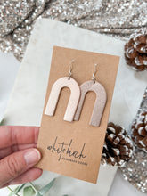 Load image into Gallery viewer, Copper Rose Gold Leather Arch Earrings