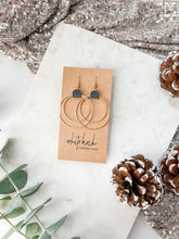 Load image into Gallery viewer, Denim Leather & Brass Circles Earrings