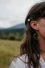 Load image into Gallery viewer, Small Black Leather & Brass Circles Earrings