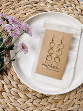 Load image into Gallery viewer, Brass Triple Hexagon Dangle Earrings