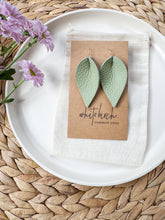 Load image into Gallery viewer, Cottage Mint Leather Leaf Earrings