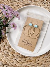 Load image into Gallery viewer, Pastel Blue Leather & Brass Circles Earrings