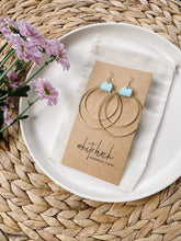 Load image into Gallery viewer, Pastel Blue Leather & Brass Circles Earrings