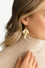 Load image into Gallery viewer, Brushed Brass Leaf Earrings