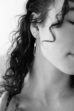 Load image into Gallery viewer, Slate Leather & Small Brass Oval Accent Earrings