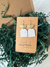 Load image into Gallery viewer, White Cork Leather and Brass Earrings