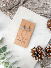 Load image into Gallery viewer, *SALE* Distressed Grey Leather & Brass Circle With Raw Brass Hooks