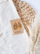 Load image into Gallery viewer, Distressed Camel Leather & Mini Brass Half Moon Geometric Earrings