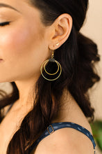 Load image into Gallery viewer, Distressed Olive Leather & Brass Small Circles Earrings