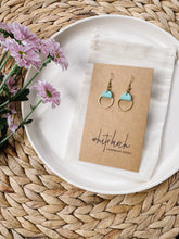 Load image into Gallery viewer, Robins Egg Leather & Small Brass Circle Accent Earrings