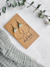 Load image into Gallery viewer, Sage Leather & Brass Circle Earrings