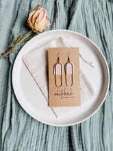 Load image into Gallery viewer, Blush Leather & Brass Oval Accent Earrings