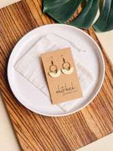 Load image into Gallery viewer, Butter Yellow Leather and Brass Ring Earrings
