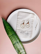 Load image into Gallery viewer, Peach Dust Oval & Double Brass Circles Earrings