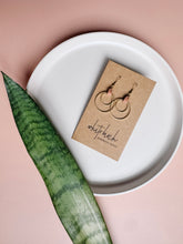 Load image into Gallery viewer, Peach Dust Oval & Double Brass Circles Earrings