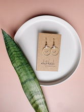 Load image into Gallery viewer, Blush Leather Oval & Double Brass Circles Earrings