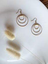 Load image into Gallery viewer, Brass Triple Circle Dangle Earrings