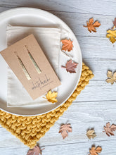 Load image into Gallery viewer, Hammered Brass Drop Bar Earrings