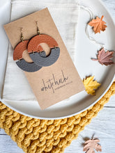 Load image into Gallery viewer, Spice & Coffee Leather Eclipse Statement Earrings