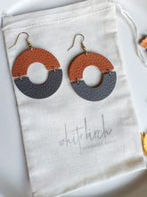 Load image into Gallery viewer, Spice & Coffee Leather Eclipse Statement Earrings