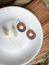 Load image into Gallery viewer, Spice & Coffee Leather Eclipse Statement Earrings