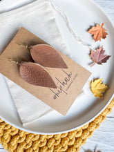 Load image into Gallery viewer, Pecan Brown Leather Leaf Earring