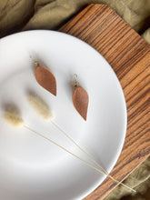 Load image into Gallery viewer, Pecan Brown Leather Leaf Earring