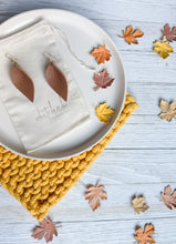 Load image into Gallery viewer, Pecan Brown Leather Leaf Earring