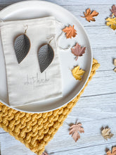 Load image into Gallery viewer, Burnt Olive Leather Leaf Earring