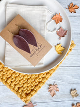 Load image into Gallery viewer, Coffee Brown Leather Leaf Earring