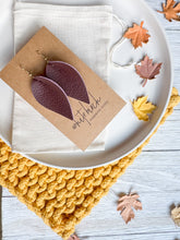 Load image into Gallery viewer, Coffee Brown Leather Leaf Earring