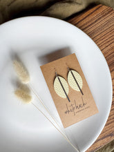Load image into Gallery viewer, Butter Yellow Leather Petal and Silver Bar Earrings
