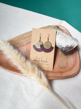 Load image into Gallery viewer, Merlot Leather Fan & Brass Disc Earrings