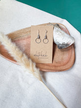 Load image into Gallery viewer, Latte Leather & Small Silver Circle Earrings