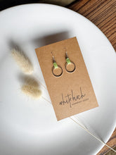 Load image into Gallery viewer, Lime Green Leather & Small Silver Circle Earrings