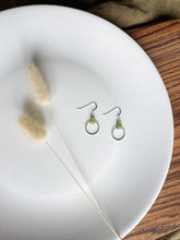 Load image into Gallery viewer, Lime Green Leather & Small Silver Circle Earrings
