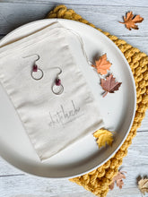 Load image into Gallery viewer, Burgundy Leather & Small Silver Circle Earrings