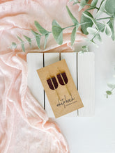 Load image into Gallery viewer, Merlot Leather & Brass Bar Geometric Earrings